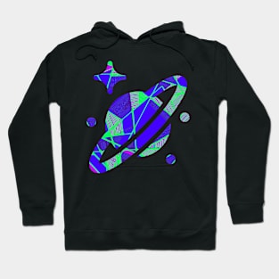 Space planet geometric blue Hoodie